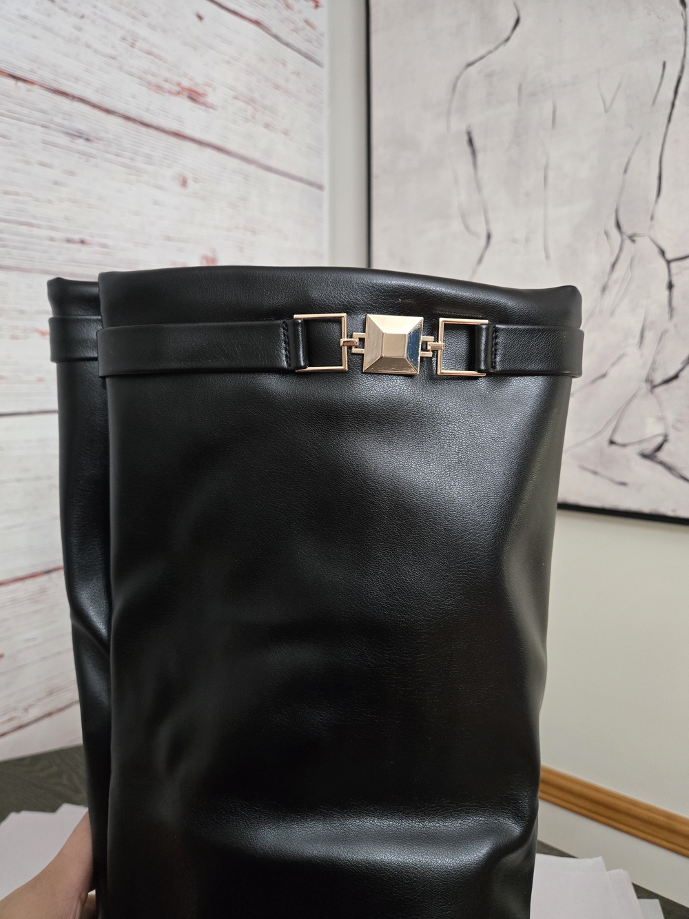 NWOB Dominique Nicole Zayla Black Tall Wedge Boots Size 12W - Picture 15 of 16